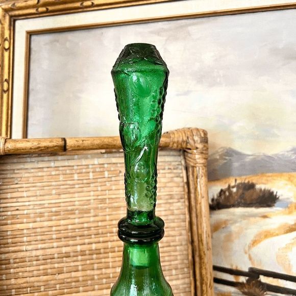 Vintage 21" GREEN Glass Apothecary Decanter Large Stopper PLEASE DO NOT BUNDLE - Picture 2 of 6